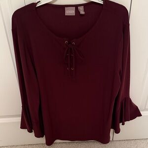 Chico's Deep Red Lace-Up Blouse